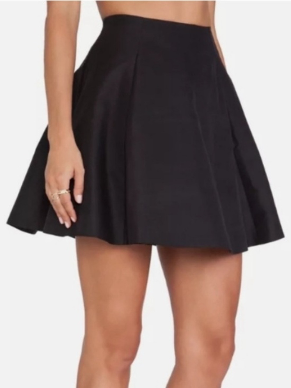 NEW Kate Spade Lula mini skirt cotton silk full A-line pockets black 14